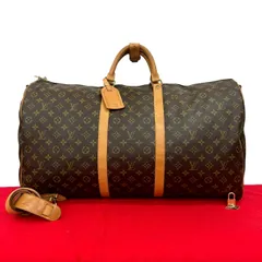 極 美品 LOUIS VUITTON ルイヴィトン キーポルバンドリエール 60 モノグラム レザー 2way ボストン ショルダー 旅行バッグ ブラウン 09640