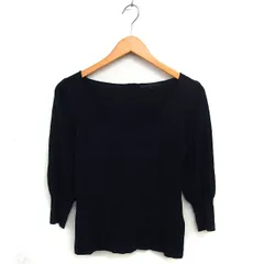 アナイ ANAYI ニット カットソー リブ ウール混 ハイゲージ 七分袖 38 黒 ブラック /NT34