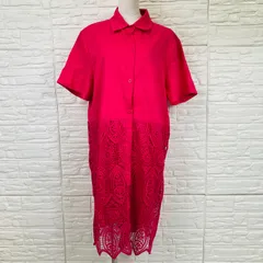 【REBECCA TAYLOR】レベッカテイラー レース切替 半袖 シャツワンピース イタリア製　F フリーサイズ　6571