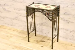 GMIK847E○アンティーク調 コンソールテーブル 花台 飾り台 電話台 玄関 アイアンラック 薔薇 ヴィンテージ レトロ インテリア