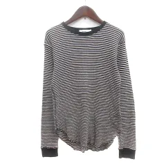 ニコアンド Niko and.. カットソー ボーダー 長袖 3 M 茶 ブラウン 黒 ブラック /MN