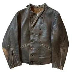 30s〜40s Germany motorcycle leather jacket / 30〜40年代 ドイツ モーターサイクル レザージャケット【E684】