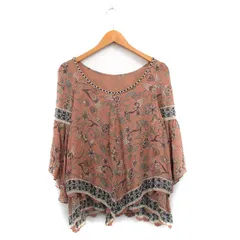 グレースコンチネンタル GRACE CONTINENTAL ブラウス シャツ 七分袖 ビジュー レース 花柄 シルク ブラウン 茶 /KT11