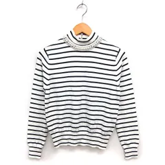 フレイアイディー FRAY I.D ハイネック ボーダー ニット セーター リブ 装飾 ハイゲージ 長袖 F 白 ホワイト /NT26