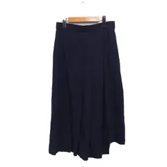 トゥモローランドコレクション TOMORROWLAND collection プリーツスカート ロング丈 アシンメトリー 無地 ウール 34 ネイビー 紺 /FT45