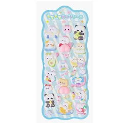 【新品】もちもちおしりシール ぷにぷに ぷくぷく ぷっくり もちもち かわいい  シール ぱんだ ねこ いぬ うさぎ ブルー