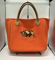 RALPH LAUREN ラルフローレン POLO ポロ トートバッグ キャンバス トリプルボニー 刺繍 オレンジ レザーハンドル インポート