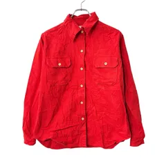 ～90s EMS レディ 長袖 無地シャツ L レッド イースタンマウンテンスポーツ ボタン 胸ポケット シンプル 春秋物 a802-5440