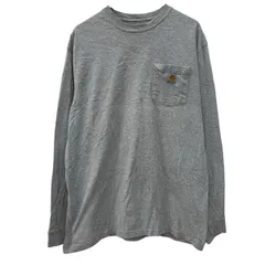 Carhartt 長袖 ロゴTシャツ M～ グレー カーハート プルオーバー 胸ポケット ワンポイント 無地Tシャツ シンプル 春物 a802-5460