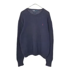 90年代 Polo by Ralph Lauren ポロ ラルフローレン フェード コットンセーター ネイビー(メンズ M)中古 古着 X3121