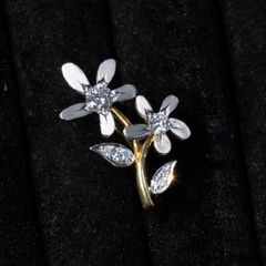 仁尾彫金『一つ星ダイヤ、全金フラワー平打リング』ハンドメイド581 