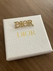 ディオール Dior ロゴ ブローチ GOLD クリスタル