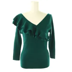 グレースコンチネンタル GRACE CONTINENTAL フリルハイゲージニットTOPニット プルオーバー 七分袖 36 グリーン /DF ■OS