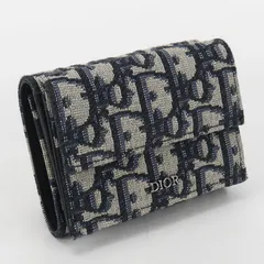 DIOR ディオール コンパクトウォレット ディオール オブリーク 三折財布 ジャガード【中古】 レディース