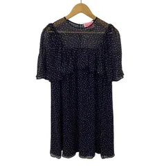 Kate spade(ケイトスペード) ワンピース サイズM レディース美品  - ネイビー×ピンク×レッド 半袖/唇