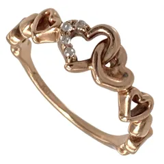 ヨンドシー 4℃ ハート リング 指輪 ダイヤモンド 約7号 K10PG 1.6g ピンクゴールド レディース【中古】