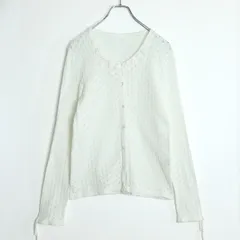 ピンクハウス★お花モチーフ♪ニットカーディガン 白系 透かし編み♪無地 薄手 z17856