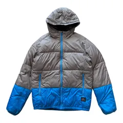  QUIKSILVER クイックシルバー 中綿ダウンジャケット バイカラー グレー×ブルー フーディ 防寒 メンズ Mサイズ【Z1786】