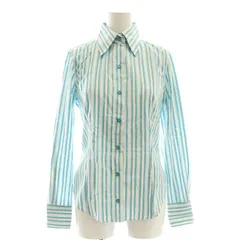 エトロ ETRO ストライプシャツ スタンドカラー 白 ホワイト 水色 /AT ■OS