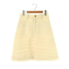 グレースクラス GRACE Class フリンジツイードスカート 膝丈 台形 36 アイボリー /DO ■OS