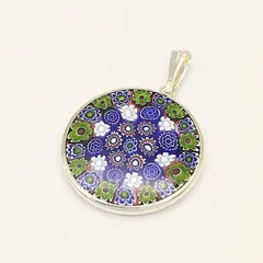 【美品】ベネチアンガラス　ペンダントトップ　ブルー　ITALY　シルバー925　3.7g
