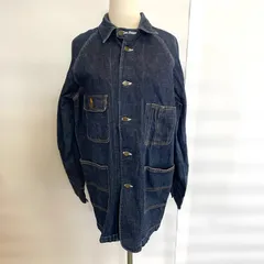 【Y-38】ROSS SPORTSWEAR デニムカバーオール インディゴ ワークジャケット 4ポケット ロススポーツウェア 古着
