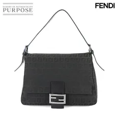 美品 フェンディ FENDI ズッキーノ マンマバケット ショルダー バッグ キャンバス ブラック 8BR001 ガンメタ 金具 90309935