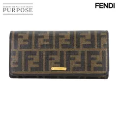 フェンディ FENDI ズッカ 三つ折り 長財布 PVC レザー ブラウン ブラック 8M0297 ゴールド 金具 Long Wallet 90311134