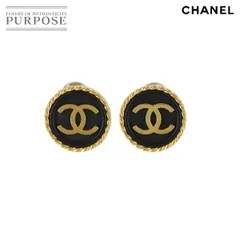 シャネル CHANEL ラウンド型 ココマーク イヤリング ブラック ゴールド 97P ヴィンテージ アクセサリー Vintage Earring 90312393