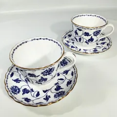 【美品】ヴィンテージ スポード ブルーコロネル カップ&ソーサー２客 シノワズリ装飾 《NO 01185》