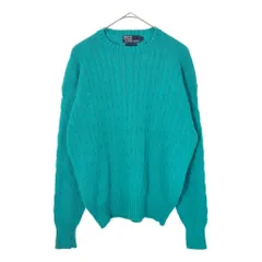 Polo by Ralph Lauren ポロ ラルフローレン ケーブルニットセーター ターコイズブルー(メンズ L)中古 古着 X3125