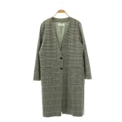 ローリーズファーム LOWRYS FARM ノーカラーコート チェック L ブラック グレー ホワイト /DO ■OS
