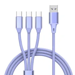 USB Type C 3in1 充電 ケーブル 66W/5A 急速充電 データ転送 1.5M USB-A to タイプC 3股 3台同時充電 シリコン製 柔らかい 絡まない 断線防止 iPhone 15 /PS5/Sony Xperia/LG/Hua ...