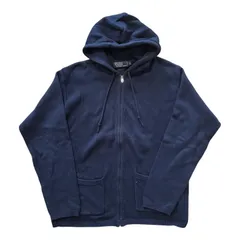  Polo by Ralph Lauren ラルフローレン ニットパーカー ネイビー コットン100% フルジップ メンズ L【Z1786】