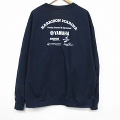XL/古着 チャンピオン champion 長袖 スウェット メンズ ヤマハ 企業広告 クルーネック 薄紺 25dec23