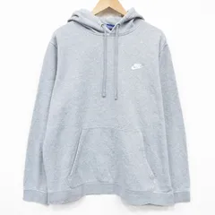 XL/古着 ナイキ NIKE 長袖 スウェット パーカー メンズ ワンポイントロゴ 薄グレー 霜降り 25dec23