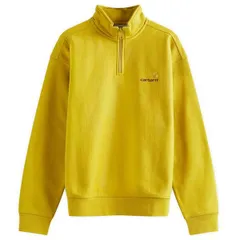 カーハート メンズ アウター パーカー・スウェット ハーフジップ Carhartt WIP Half Zip American Script Crew Sweat Golden Olive オリーブ