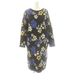 グレースコンチネンタル GRACE CONTINENTAL マルチフラワーJQニットワンピース ひざ丈 36 ブラック マルチカラー /DF ■OS