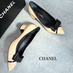 シャネル ハイヒール ココマーク ポインテッドトゥ バイカラー 箱付