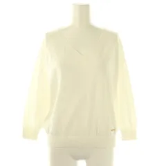 ブルーレーベルクレストブリッジ BLUE LABEL CRESTBRIDGE バックリボンVネックコットンニット カットソー 38 ホワイト マルチカラー /DO ■OS