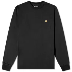 カーハート メンズ トップス Tシャツ Carhartt WIP Long Sleeve Chase Tee Black Gold ブラック