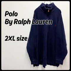 Polo by Ralph Lauren ハーフジップ スウェット トレーナー 2XLサイズ ネイビー 古着