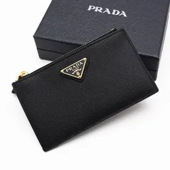 PRADA  プラダ カードケース コインケース サフィアーノトライアングル 1MC086 QHH メンズ ユニセックス ブラック ボルドー ミニ財布 カードホルダー フラグメントケース
