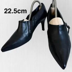 【ワークス】ラボキゴシ　22.5cm パンプス　ブーティ　日本製　黒　本革　レザー　ブラック　ポインテッドトゥ　サイドゴア　サイドジップのサムネイル