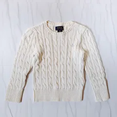 POLO Ralph Lauren ポロラルフローレン ケーブルニット セーター ホースロゴ刺繍 コットン 長袖 ホワイト 110