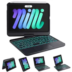Earto iPad Mini 7 A17 Pro 第7世代(2024)/Mini 6 第6世代(2021) 8.3インチに対応 キーボード付きケース 充電式 mini キーボード ケース ipad 用保護ケース bluetooth キーボード付きケ ...