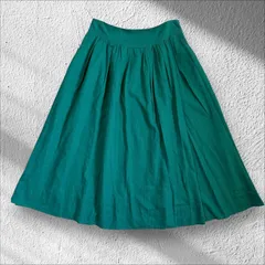 【スローブイエナ】リネン混　フレアスカート　サイズ40 グリーン　レディース
