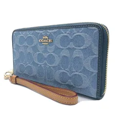 【新品】コーチ 財布 長財布 COACH シグネチャー デニム メタルロゴ ロング ジップ アラウンド ストラップ付き CDE93 IMTYV (インディゴ) アウトレット レディース 送料無料