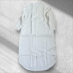 【アーバンリサーチ】リネン混　ストライプ柄　長袖シャツワンピース　ロングワンピース　フリーサイズ　白　ホワイト　レディース