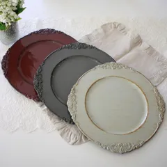 シャビー ラウンドトレー トレイ プレート インテリアトレイ 丸 ライトグレイ ダークグレイ ワイン アンダープレート ディスプレイ トレー アンティーク風 フラワー資材 ディスプレイトレイ シャビーシック テーブルコーディネート おしゃれ お盆